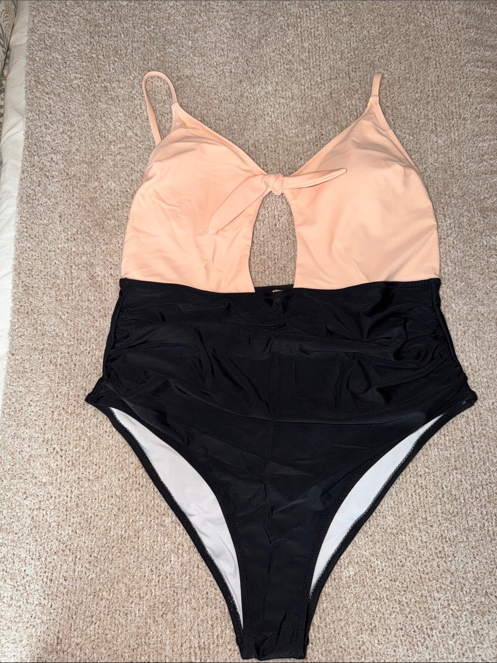 Cupshe Peach and Black One-Piece Swimsuit